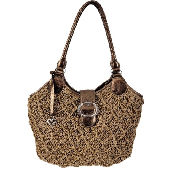 Brighton Handbags - Brighton Tan Shoulder Bag with Woven Design